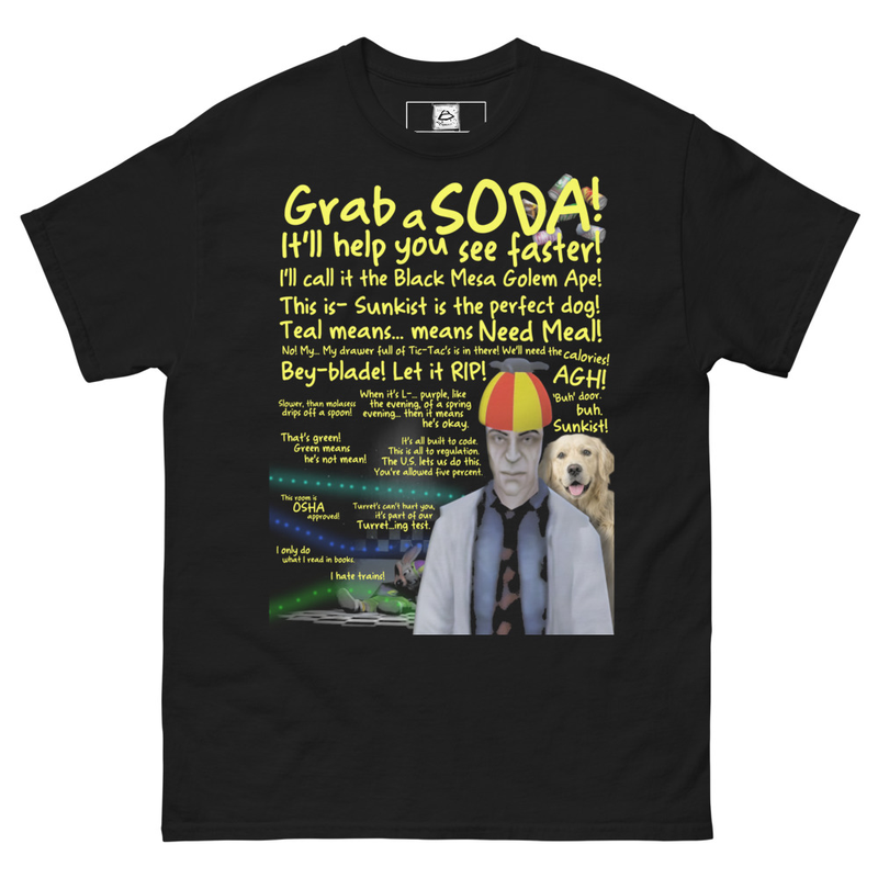 HLVRAI Tommy T-Shirt, Half Life VR but the AI is Self Aware Sunkist Quote Shirt